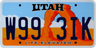 UT license plate W993IK