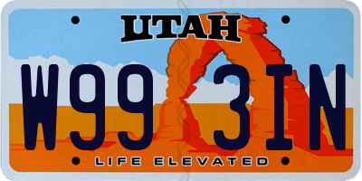 UT license plate W993IN