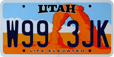 UT license plate W993JK