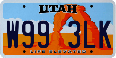 UT license plate W993LK