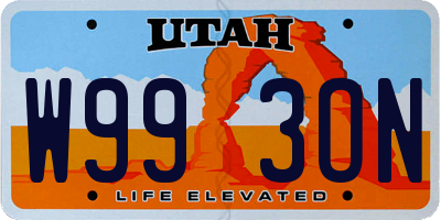 UT license plate W993ON
