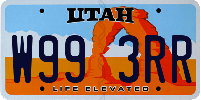 UT license plate W993RR