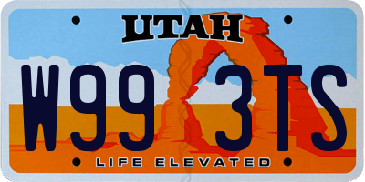 UT license plate W993TS
