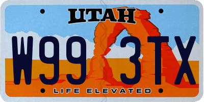 UT license plate W993TX