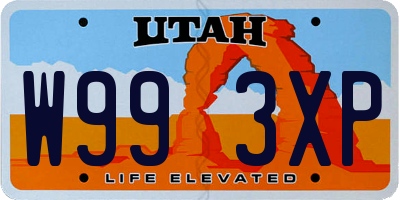 UT license plate W993XP