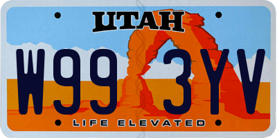 UT license plate W993YV