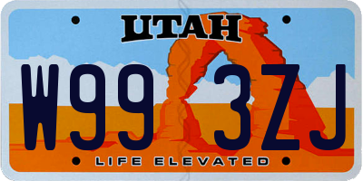 UT license plate W993ZJ