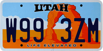 UT license plate W993ZM