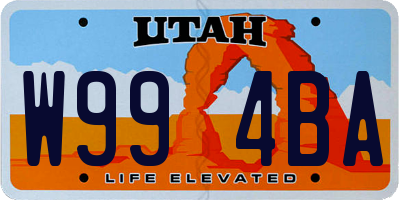 UT license plate W994BA