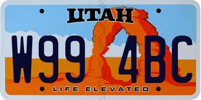 UT license plate W994BC