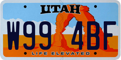 UT license plate W994BF