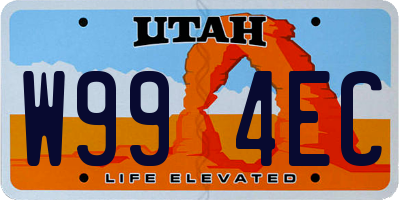 UT license plate W994EC