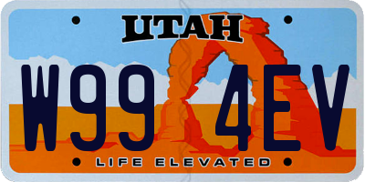 UT license plate W994EV