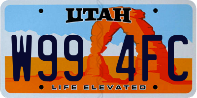 UT license plate W994FC