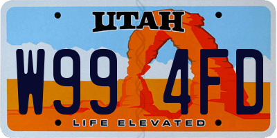 UT license plate W994FD