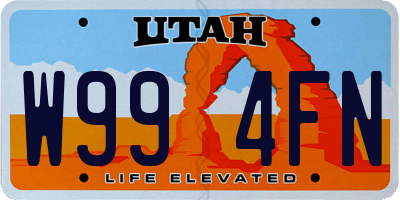 UT license plate W994FN