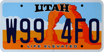 UT license plate W994FO