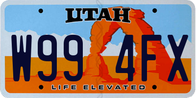 UT license plate W994FX