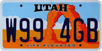 UT license plate W994GB