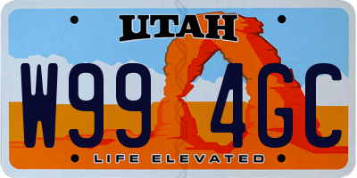 UT license plate W994GC