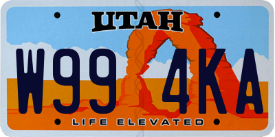 UT license plate W994KA