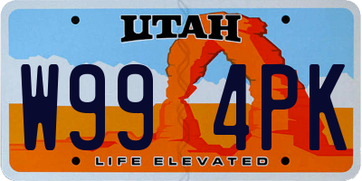 UT license plate W994PK