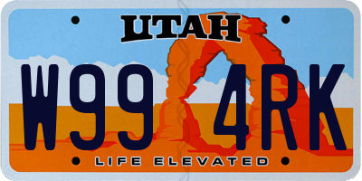 UT license plate W994RK