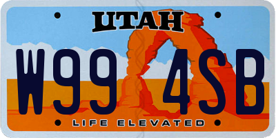 UT license plate W994SB