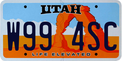 UT license plate W994SC
