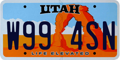 UT license plate W994SN