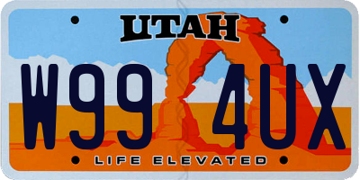 UT license plate W994UX