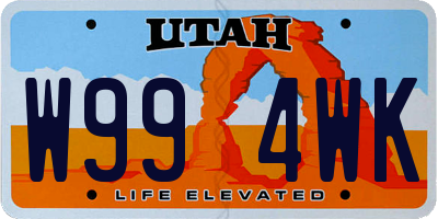 UT license plate W994WK