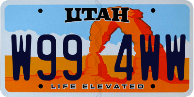 UT license plate W994WW