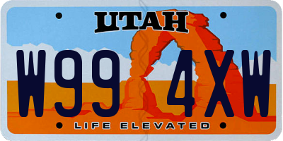 UT license plate W994XW