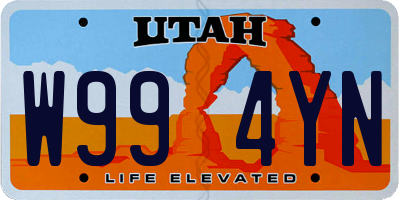 UT license plate W994YN
