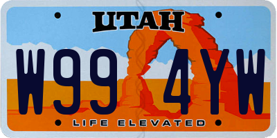 UT license plate W994YW