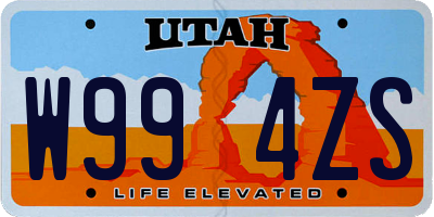 UT license plate W994ZS