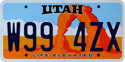 UT license plate W994ZX