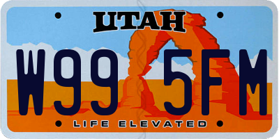 UT license plate W995FM