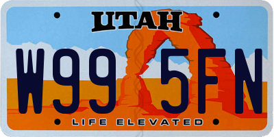 UT license plate W995FN