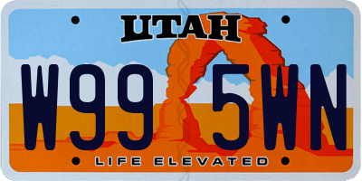 UT license plate W995WN
