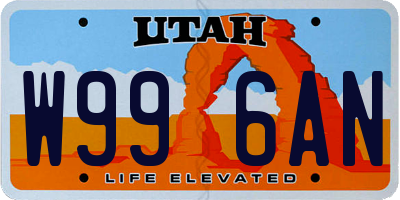 UT license plate W996AN
