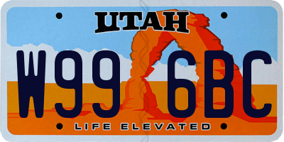 UT license plate W996BC