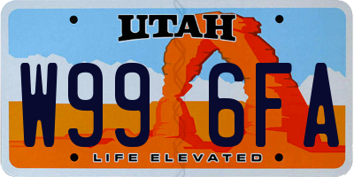 UT license plate W996FA