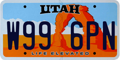 UT license plate W996PN