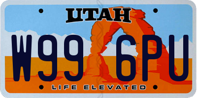 UT license plate W996PU