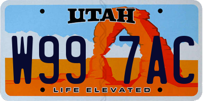 UT license plate W997AC