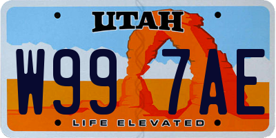 UT license plate W997AE