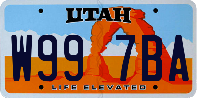 UT license plate W997BA