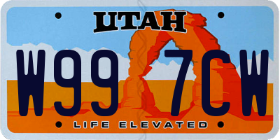 UT license plate W997CW